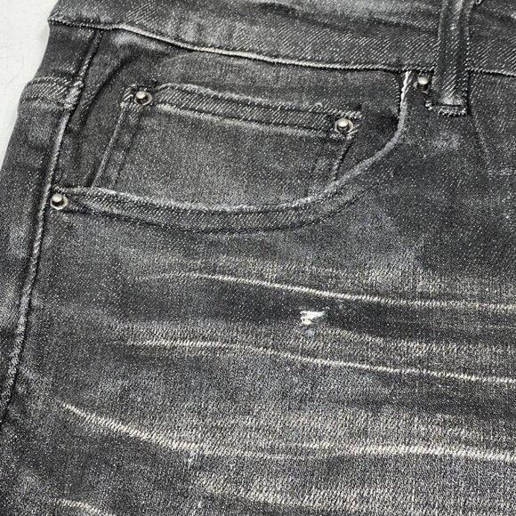 NEW TULONES Men’s Euro Skinny Jeans Coated Black Distressed Denim Size 36 NWT - Picture 10 of 11